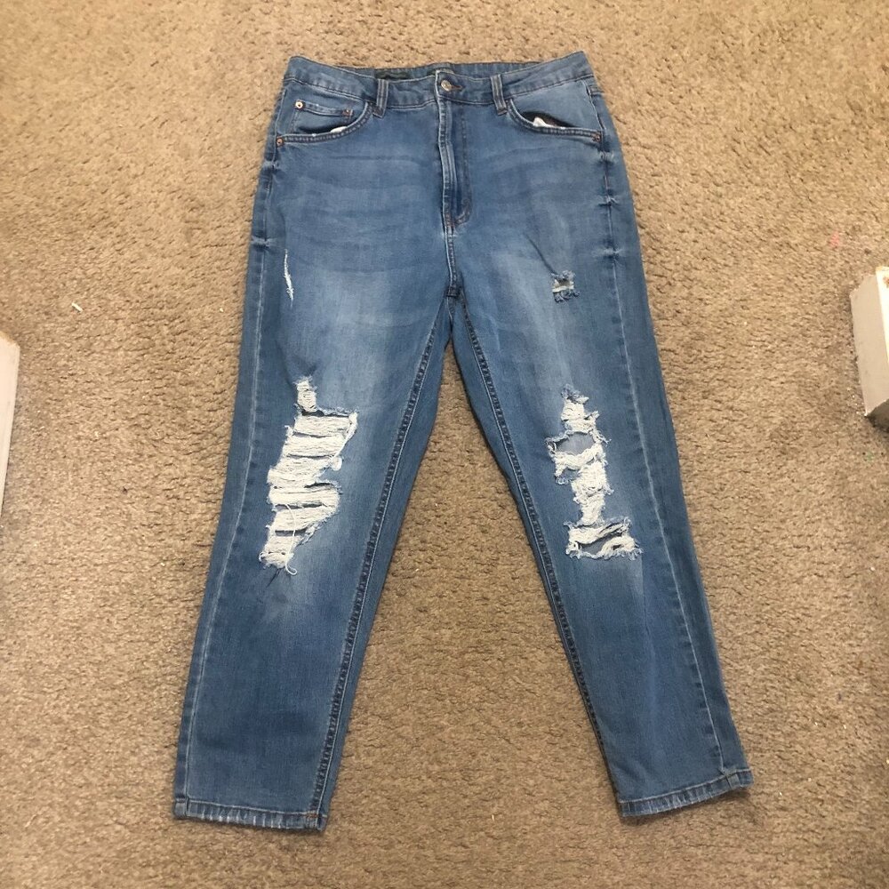 Wild Fable High Rise Mom Jeans with Distressed Rips Size 14 - Picture 7 of 11
